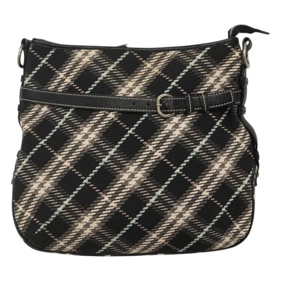 BURBERRY Nova Check Blue Label Shoulder Bag Wool Black Silver Auth 117790 - Picture 14 of 16